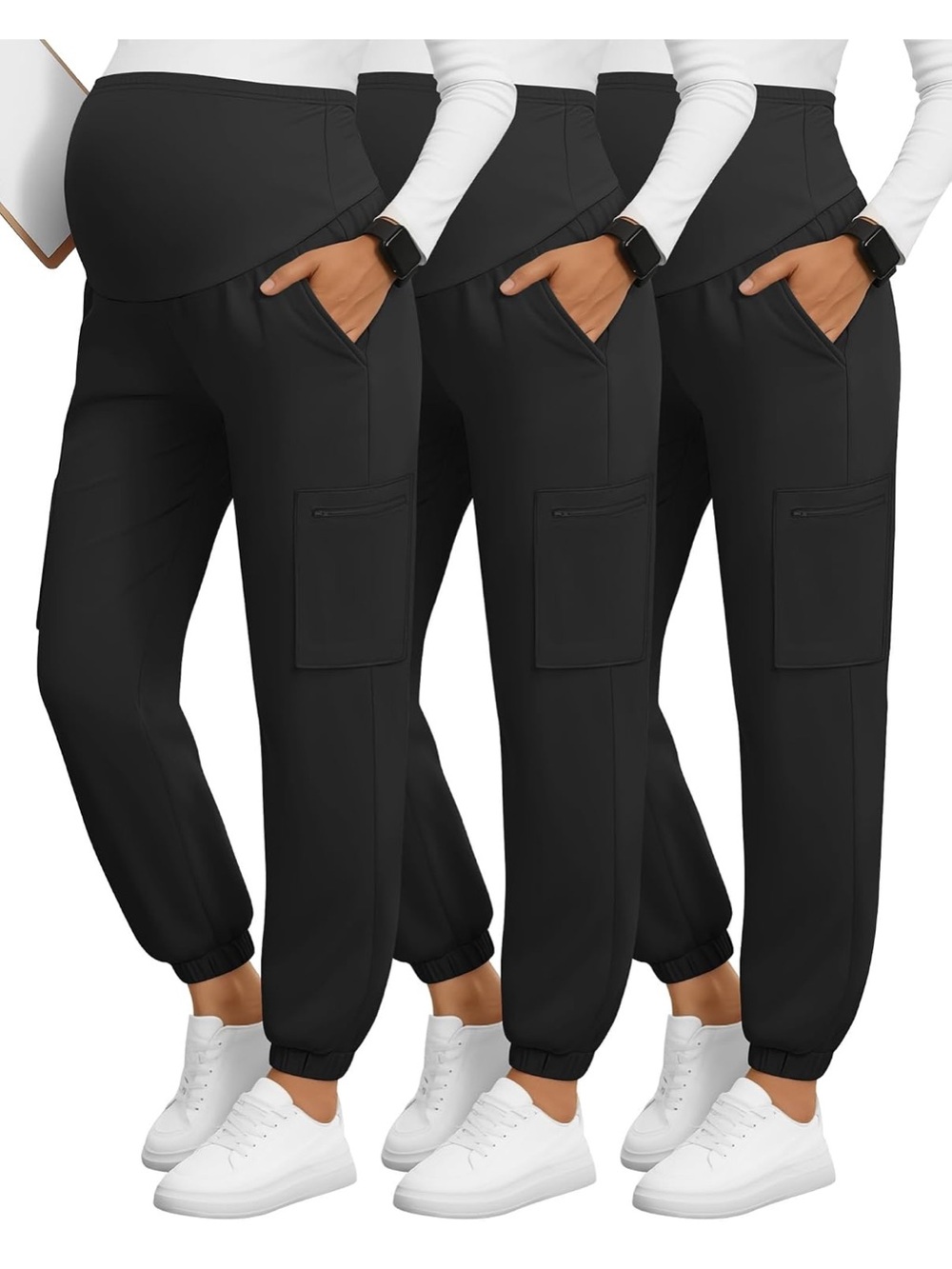 3 Pack Maternity Scrub Cargo Jogger Pants
Work Pants with 6 Zipper Pockets XL
